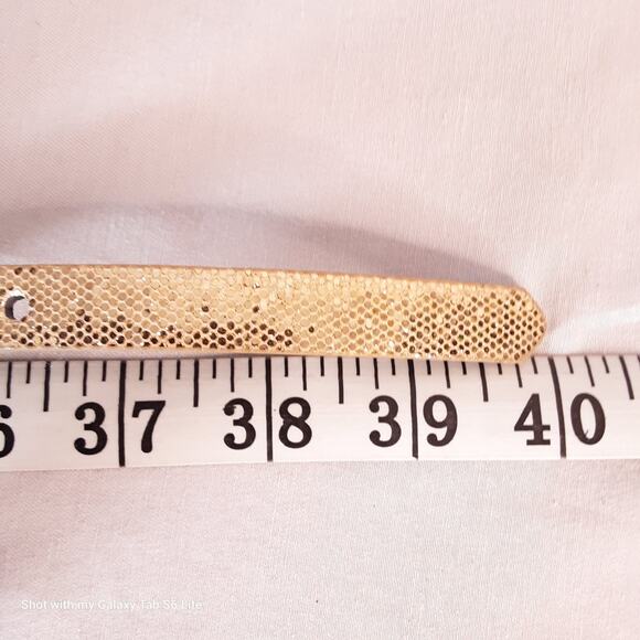 Womens Gold Tone Glitter Belt Large Waist Clear Rhinestone Buckle - Picture 8 of 10
